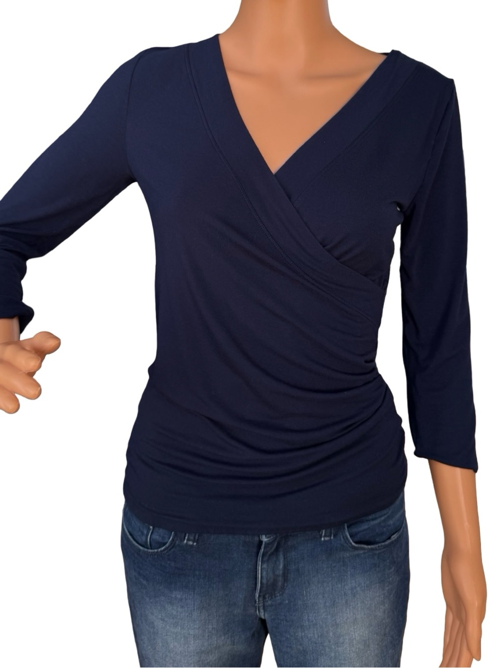 Ralph Lauren Deep Navy Surplice 3/4 Sleeve Top